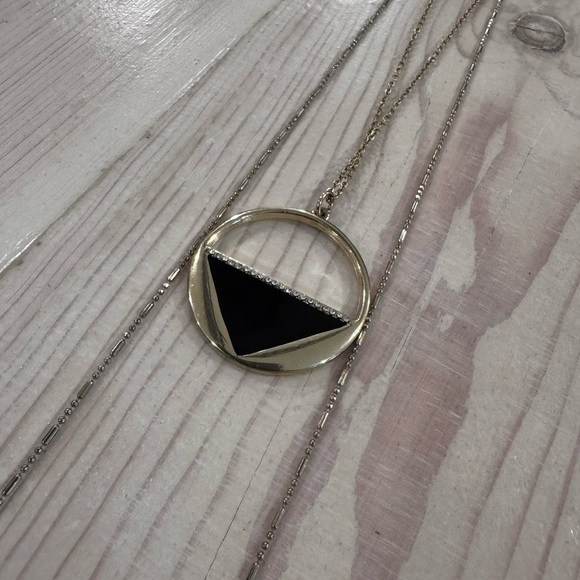 Express Gold and Black Geometric Necklace - Picture 3 of 5